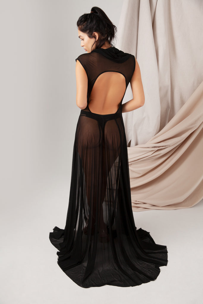  Lâcher Prise Apparel Black long sheer gown  for women