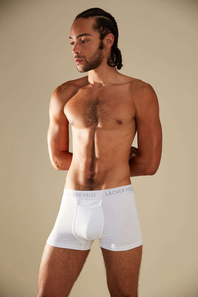 Lâcher Prise - Stratus White Boxers - Wearing Model - Side Pose